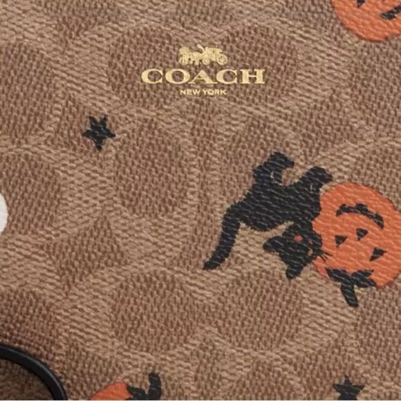 Corner Zip Wristlet In Signature Canvas With Halloween Graphic Wallet Bag Purse - Picture 10 of 11